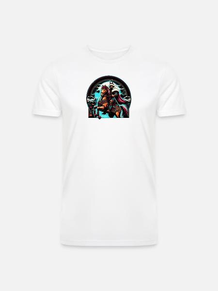 Warrior Horseman Art - Men’s Tri-Blend Organic T-Shirt - white