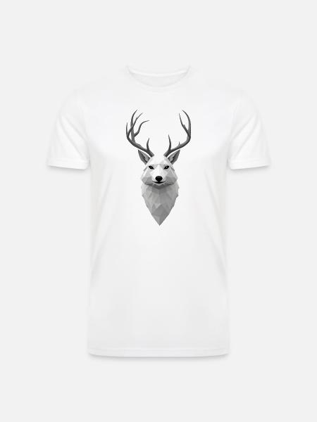 Geometric Winter Elk Illustration - Men’s Tri-Blend Organic T-Shirt - white