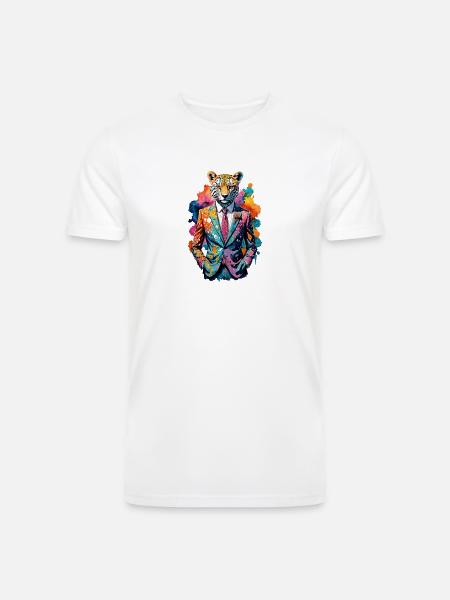 Cheetah in suit - Men’s Tri-Blend Organic T-Shirt - white