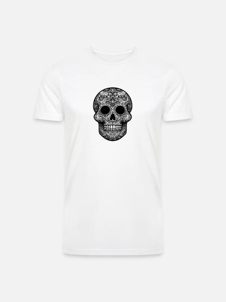 Sugar Skull Art Tee - Men’s Tri-Blend Organic T-Shirt - white