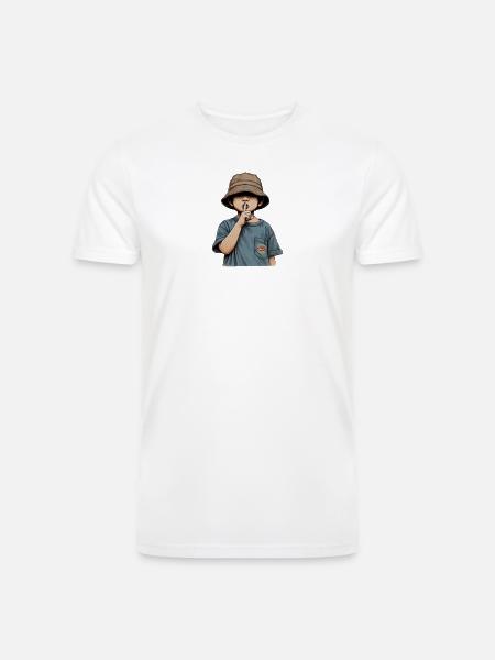 Shushing Kid in Bucket Hat - Men’s Tri-Blend Organic T-Shirt - white
