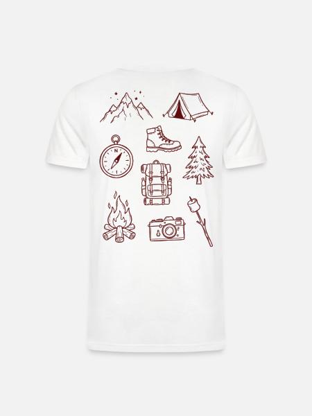 Adventure Enthusiast Camping Doodle Collage - Men’s Tri-Blend Organic T-Shirt - white