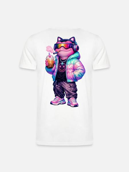 Retro CyberPunk Frog - Men’s Tri-Blend Organic T-Shirt - white