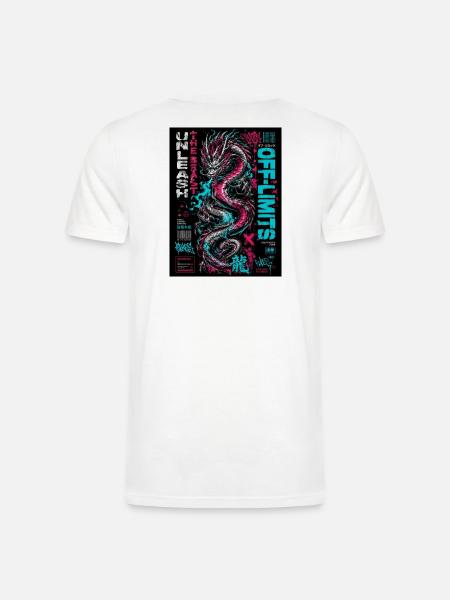 Neon Dragon Chaos Print - Men’s Tri-Blend Organic T-Shirt - white