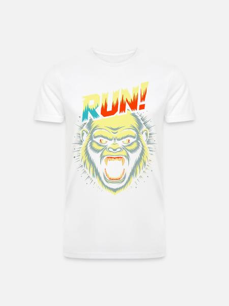RUN! – Screaming Yeti Face - Men’s Tri-Blend Organic T-Shirt -