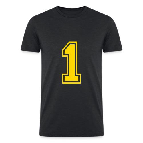 Number 1 in a classic athletic collegiate font - Men’s Tri-Blend Organic T-Shirt