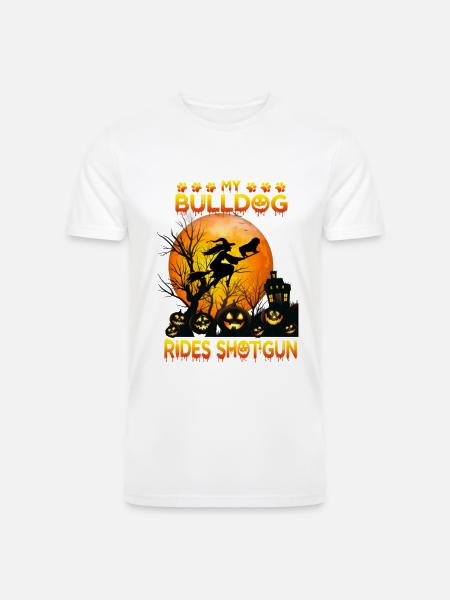 My Bulldog Riding Broom - Men’s Tri-Blend Organic T-Shirt -