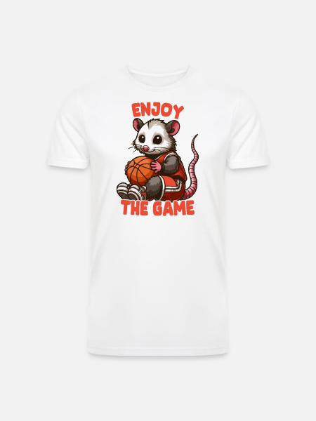 Opossum With Basketball - Men’s Tri-Blend Organic T-Shirt -