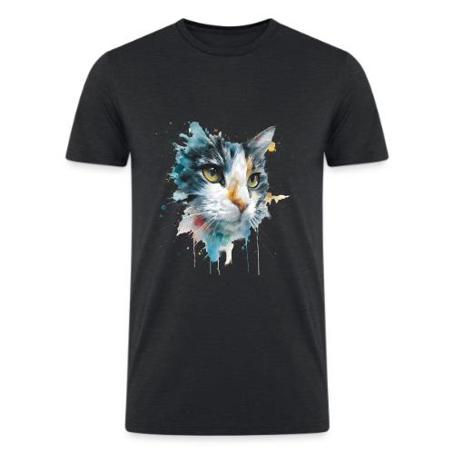 Watercolor cat face - Men’s Tri-Blend Organic T-Shirt