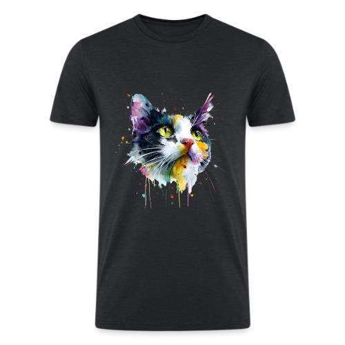 Cat: Painted Purr Expression - Men’s Tri-Blend Organic T-Shirt