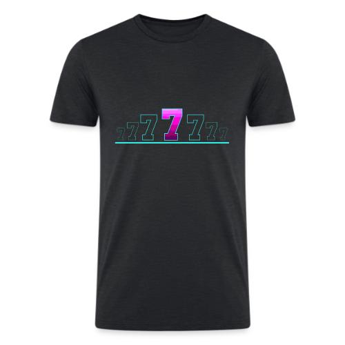 Number 7 in Magenta: Varsity Font - Men’s Tri-Blend Organic T-Shirt