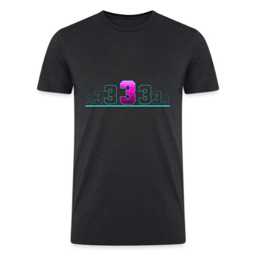 Number 3 in Magenta: Varsity Font - Men’s Tri-Blend Organic T-Shirt