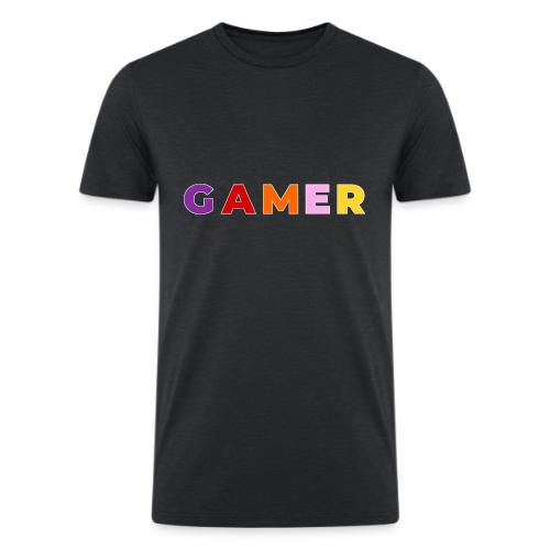 Multicolor GAMER Typography Design - Men’s Tri-Blend Organic T-Shirt