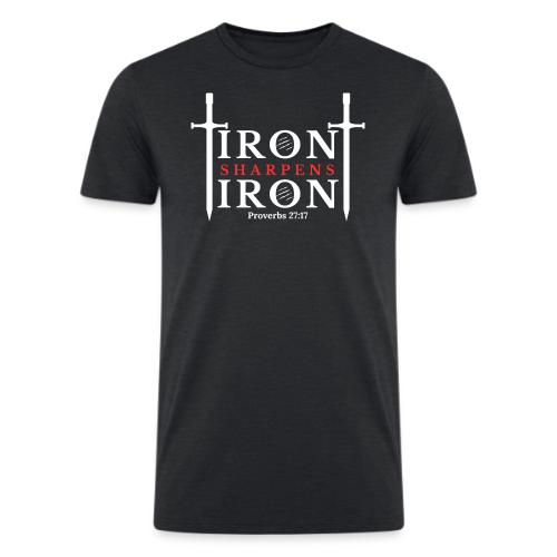 Iron Sharpens Iron - Proverbs 27:17 (White & Red) - Men’s Tri-Blend Organic T-Shirt