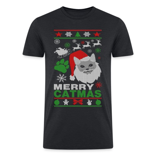 Merry Catmas Ugly Christmast Shirts - Men’s Tri-Blend Organic T-Shirt