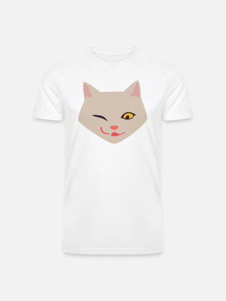 Cat Face Funny - Men’s Tri-Blend Organic T-Shirt -