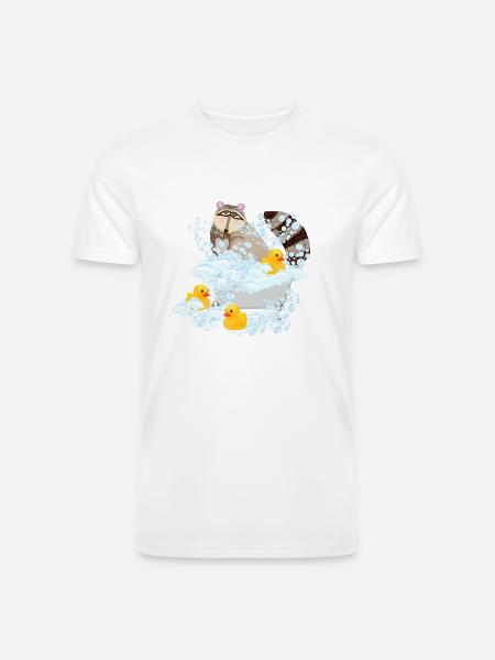 Raccoon, bubbles and Rubber Duckies - Men’s Tri-Blend Organic T-Shirt -