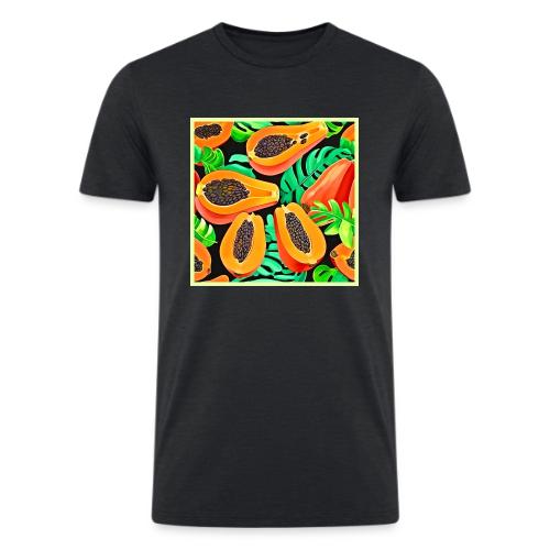 Papaya and Leaves Fresh Pattern - Men’s Tri-Blend Organic T-Shirt