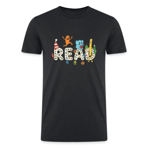 Whimsical READ Kids Cartoon - Men’s Tri-Blend Organic T-Shirt