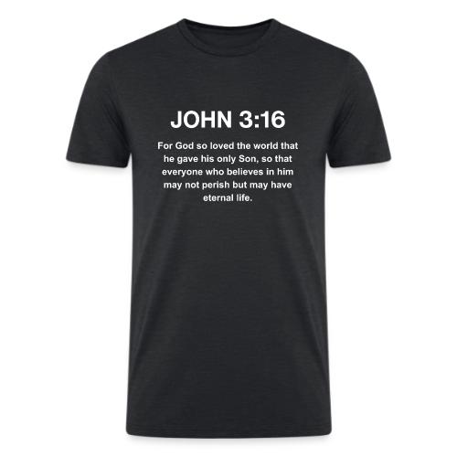 John 3:16 Christian Apparel – White - Men’s Tri-Blend Organic T-Shirt