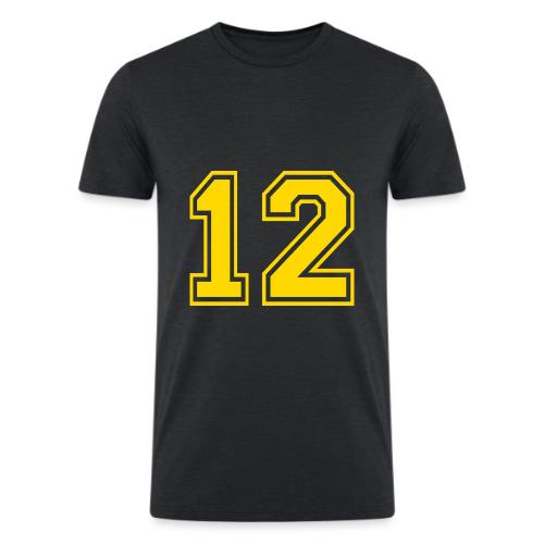 Number 12 in a classic athletic collegiate font - Men’s Tri-Blend Organic T-Shirt