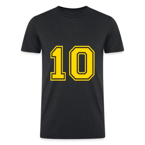 Number 10 in a classic athletic collegiate font - Men’s Tri-Blend Organic T-Shirt