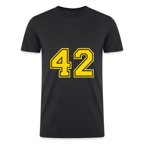 Number 42 in a classic athletic collegiate font - Men’s Tri-Blend Organic T-Shirt
