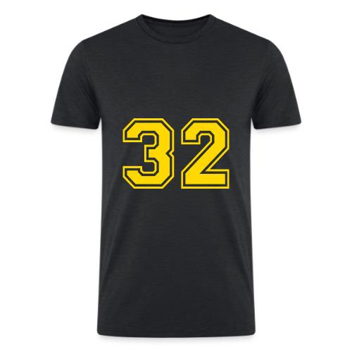 Number 32 in a classic athletic collegiate font - Men’s Tri-Blend Organic T-Shirt