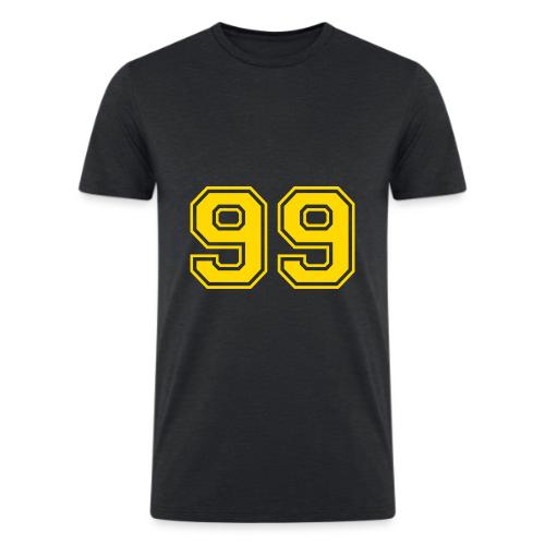 Number 99 in a classic athletic collegiate font - Men’s Tri-Blend Organic T-Shirt