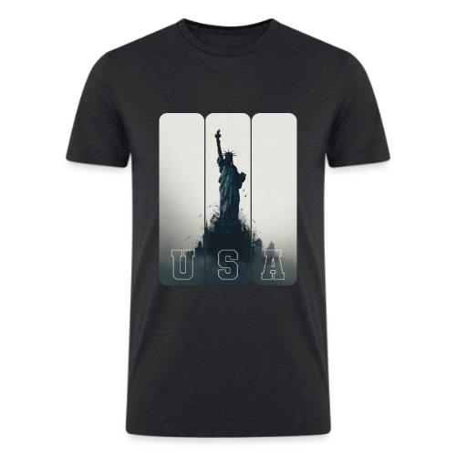 USA: Liberty Rising Over Manhattan - Men’s Tri-Blend Organic T-Shirt