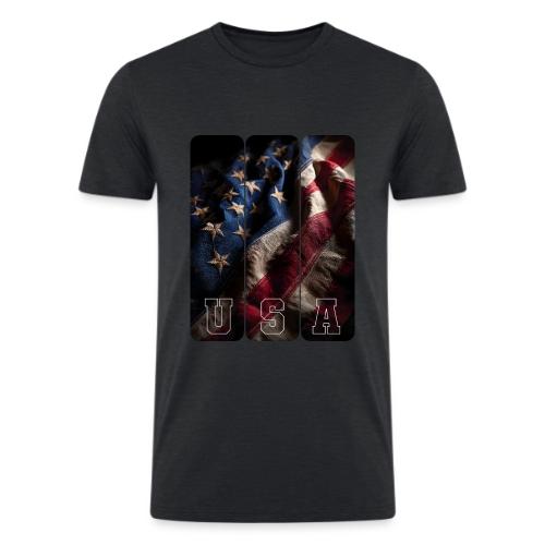 USA: Worn Stars and Stripes - Men’s Tri-Blend Organic T-Shirt
