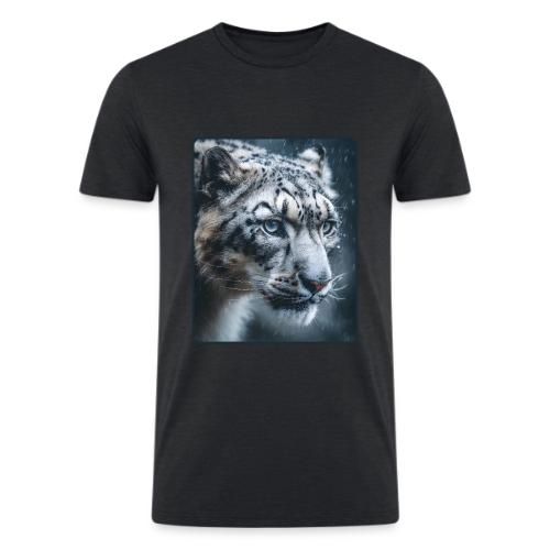 Snow Leopard Blue Eyes Design - Men’s Tri-Blend Organic T-Shirt
