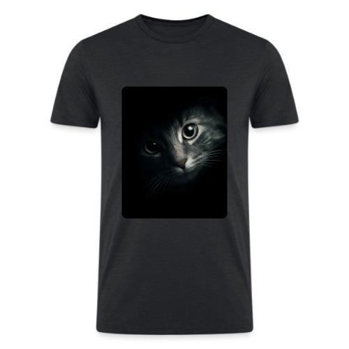 Cat Face in Shadow Close-Up Design - Men’s Tri-Blend Organic T-Shirt