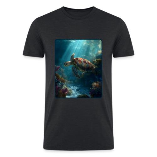 Sea Turtle Coral Reef Design - Men’s Tri-Blend Organic T-Shirt
