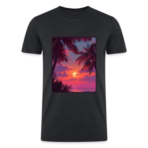 Tropical Sunset Palm Silhouette Design - Men’s Tri-Blend Organic T-Shirt