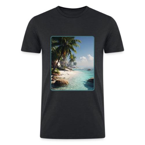 Tropical Beach Paradise Palm Design - Men’s Tri-Blend Organic T-Shirt