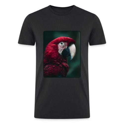 Red Green Macaw Bird Portrait Design - Men’s Tri-Blend Organic T-Shirt