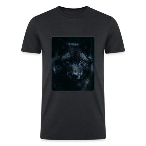 Black Wolf Intense Eyes Portrait Design - Men’s Tri-Blend Organic T-Shirt