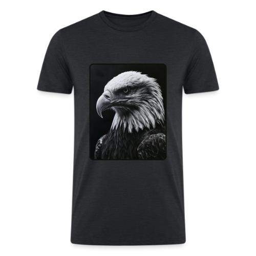 Black White Bald Eagle Design - Men’s Tri-Blend Organic T-Shirt