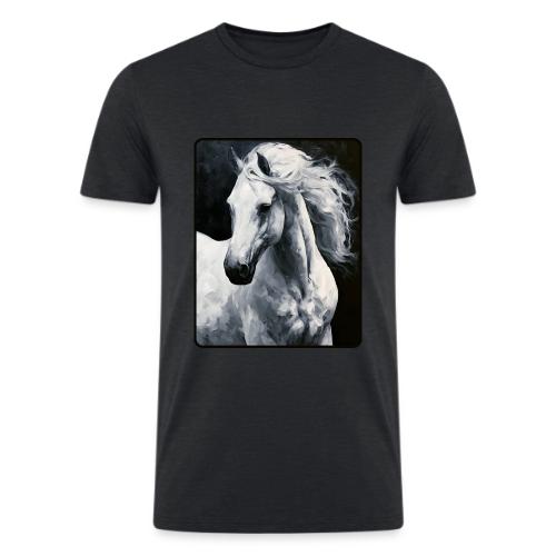 White Horse Oil Painting Design - Men’s Tri-Blend Organic T-Shirt
