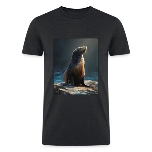 Fur Seal Artistic Shore Portrait Design - Men’s Tri-Blend Organic T-Shirt