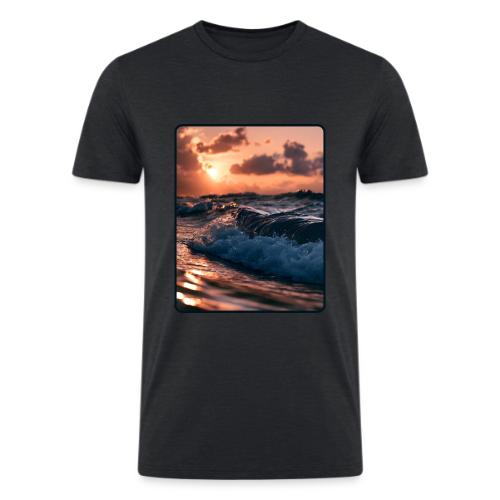 Golden Sunset Ocean Wave - Men’s Tri-Blend Organic T-Shirt