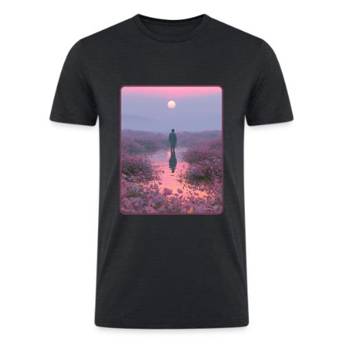 Ethereal Sunset Flower Field Art - Men’s Tri-Blend Organic T-Shirt