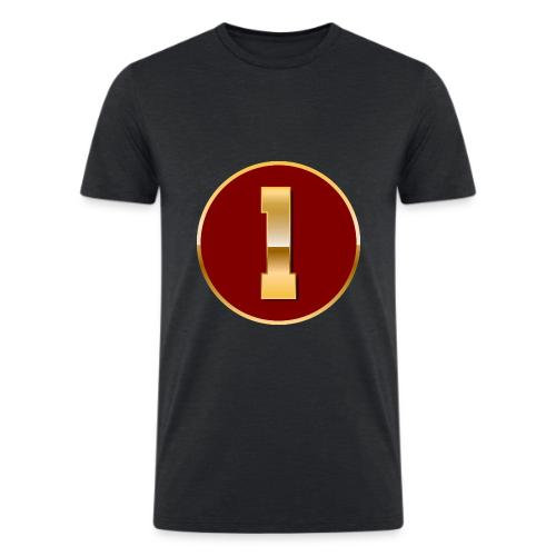 Number 1 in Gold Varsity Font - Men’s Tri-Blend Organic T-Shirt