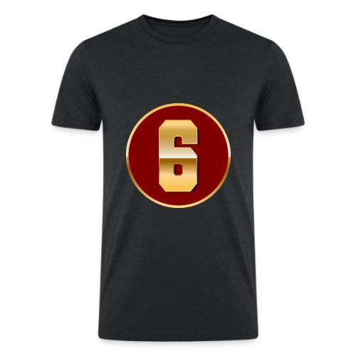 Number 6 in Gold Varsity Font - Men’s Tri-Blend Organic T-Shirt