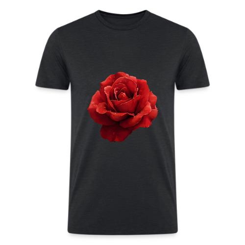 Rose: Crimson Dew Bloom - Men’s Tri-Blend Organic T-Shirt