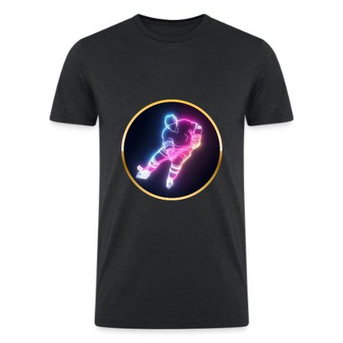 Hockey: Neon Ice Striker - Men’s Tri-Blend Organic T-Shirt
