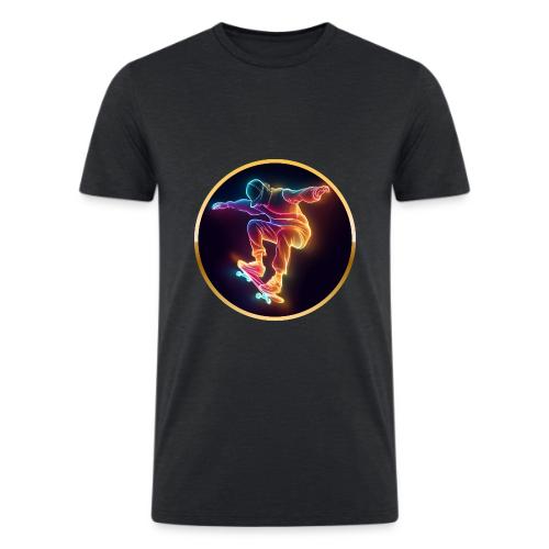 Skateboarding: Midnight Neon Skater - Men’s Tri-Blend Organic T-Shirt