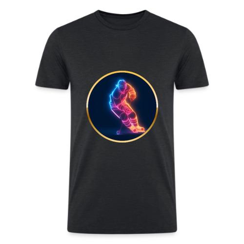 Hockey: Neon Hockey Sketch - Men’s Tri-Blend Organic T-Shirt