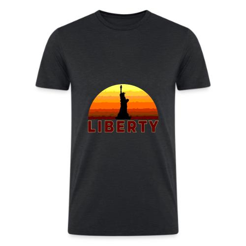 USA: Sunset Liberty Bold - Men’s Tri-Blend Organic T-Shirt